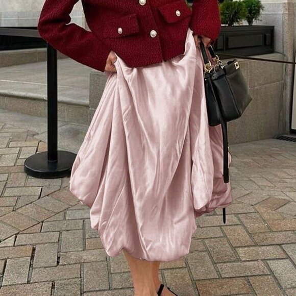 Pink Casual Women's Plain Color Pencil Skirt - Picture 7 of 11